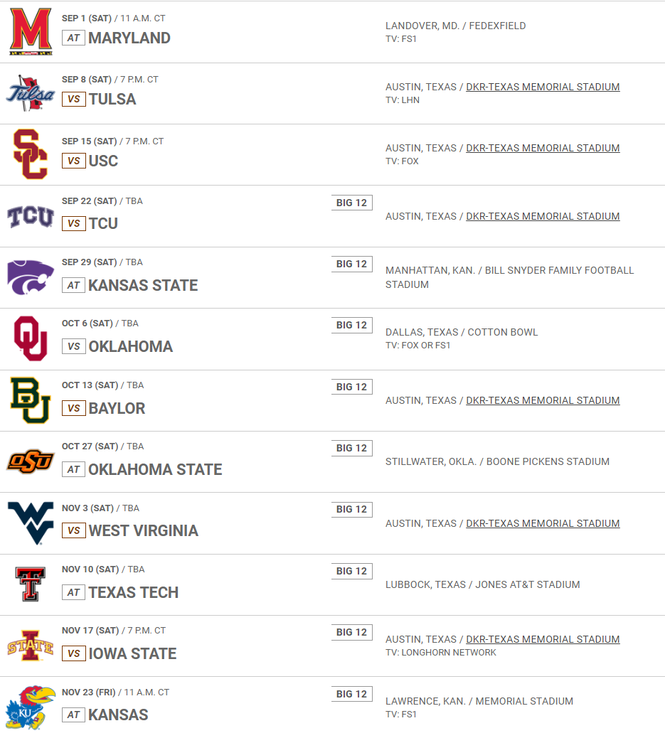 2018 Schedule
