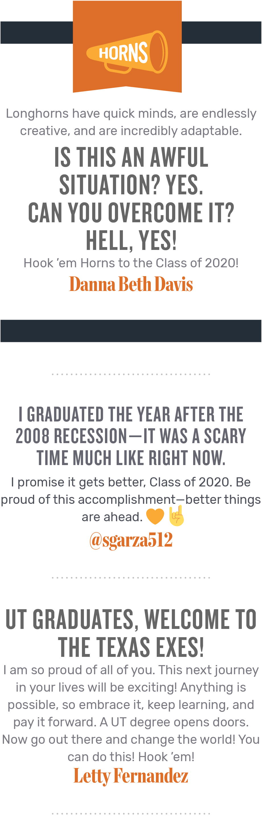 Messages for the Class of 2020