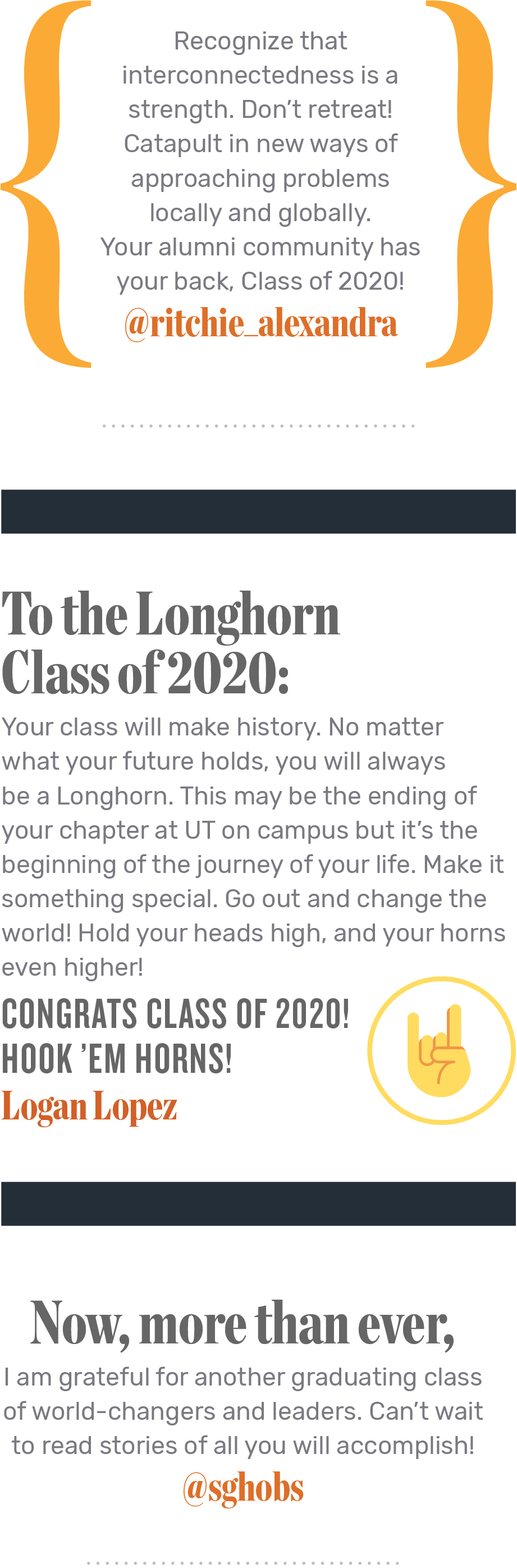 Messages for the Class of 2020