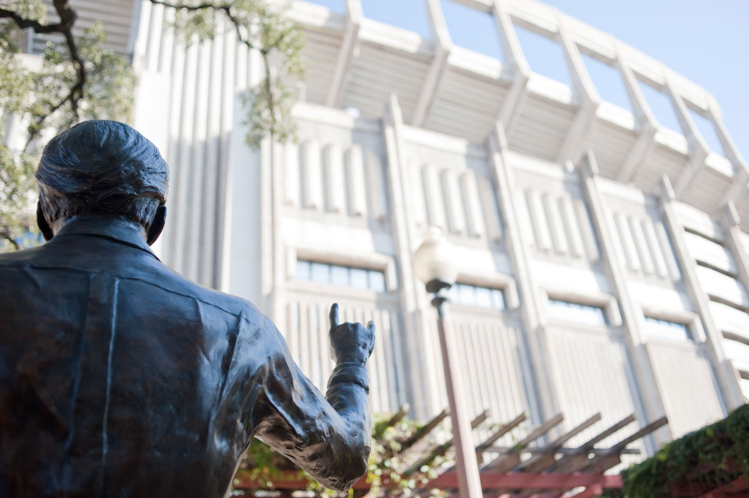 Hook ’Em Statue and Stadium