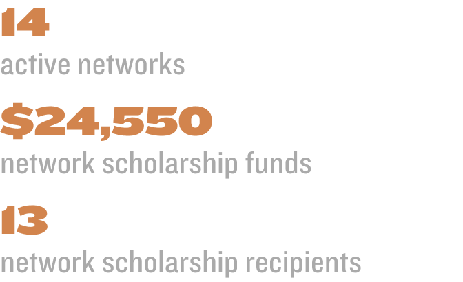 14 active networks $24,550 network scholarship funds 13 network scholarship recipients