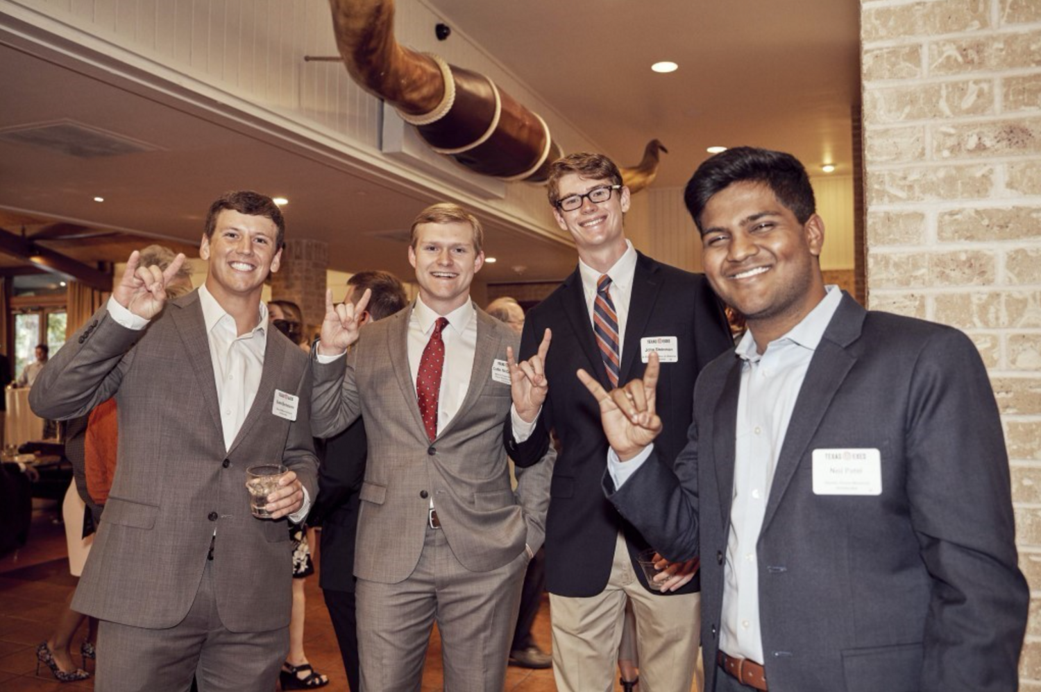 Left to right: Sam Bertelson (Silver Spurs-Lowell Lebermann Scholarship, Eva and Marvin Womack Scholarship) Collin McCullough (Midland Chapter Scholarship, Steven Wade Elms Memorial Scholarship), John Steinman (H. Bascom Funchess, Jr. Memorial Scholarship), Neil Patel (Charles Vinson Memorial Scholarship) Left to right: Sam Bertelson (Silver Spurs-Lowell Lebermann Scholarship, Eva and Marvin Womack Scholarship) Collin McCullough (Midland Chapter Scholarship, Steven Wade Elms Memorial Scholarship), John Steinman (H. Bascom Funchess, Jr. Memorial Scholarship), Neil Patel (Charles Vinson Memorial Scholarship)